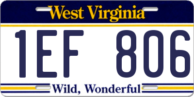 WV license plate 1EF806