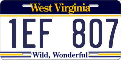 WV license plate 1EF807
