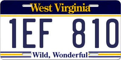 WV license plate 1EF810