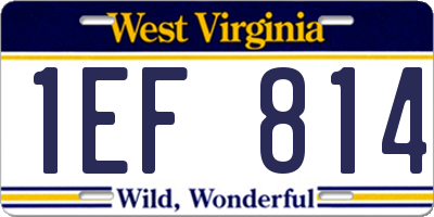 WV license plate 1EF814