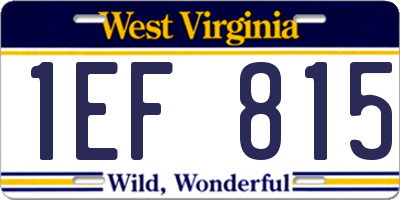 WV license plate 1EF815
