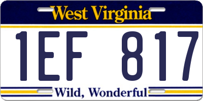 WV license plate 1EF817
