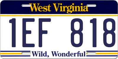 WV license plate 1EF818