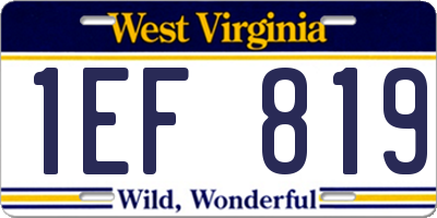 WV license plate 1EF819