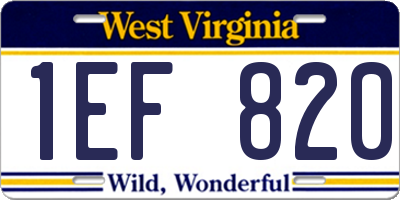 WV license plate 1EF820