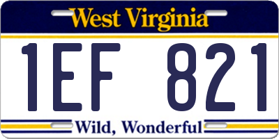 WV license plate 1EF821