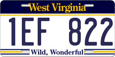 WV license plate 1EF822
