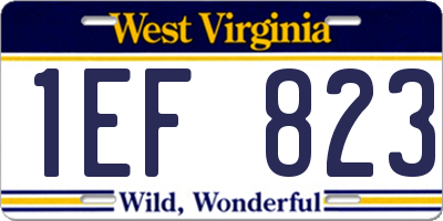 WV license plate 1EF823