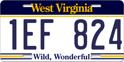 WV license plate 1EF824