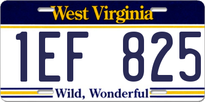 WV license plate 1EF825