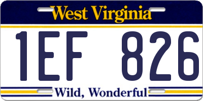 WV license plate 1EF826