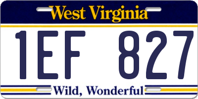 WV license plate 1EF827