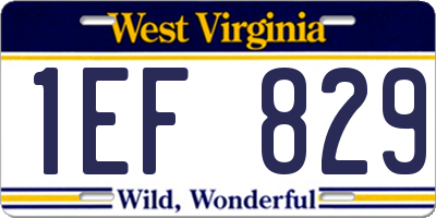 WV license plate 1EF829