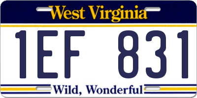 WV license plate 1EF831