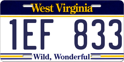 WV license plate 1EF833
