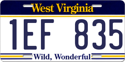 WV license plate 1EF835