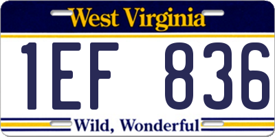 WV license plate 1EF836