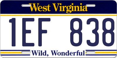 WV license plate 1EF838