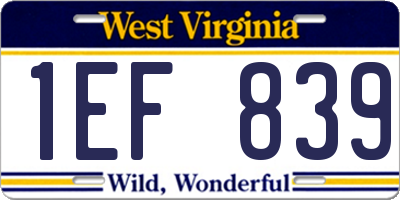 WV license plate 1EF839