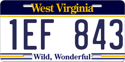WV license plate 1EF843