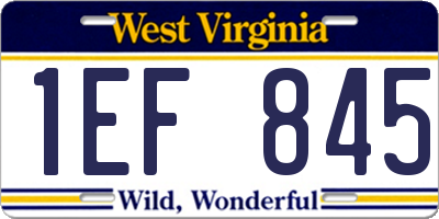 WV license plate 1EF845
