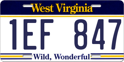 WV license plate 1EF847