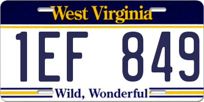 WV license plate 1EF849