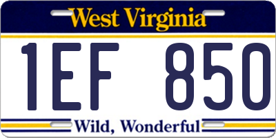 WV license plate 1EF850