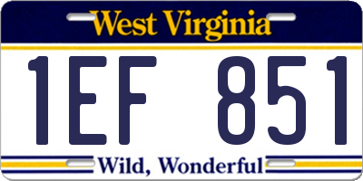 WV license plate 1EF851