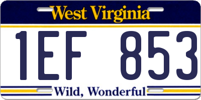 WV license plate 1EF853