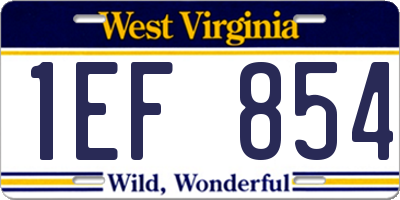 WV license plate 1EF854