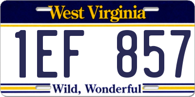 WV license plate 1EF857