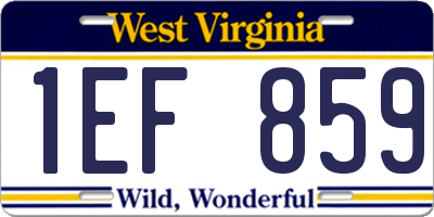 WV license plate 1EF859