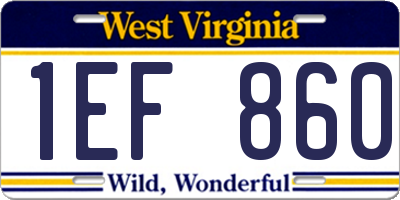 WV license plate 1EF860