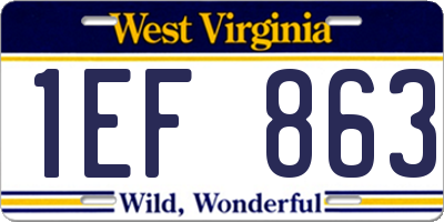 WV license plate 1EF863