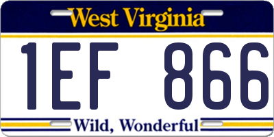 WV license plate 1EF866