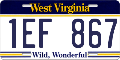 WV license plate 1EF867