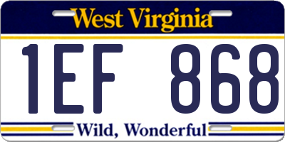 WV license plate 1EF868