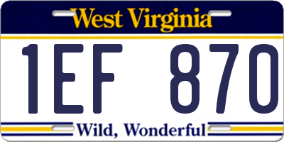 WV license plate 1EF870