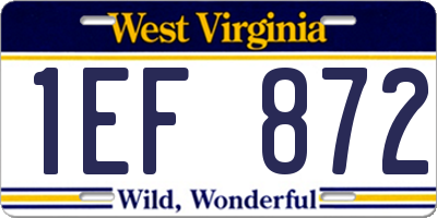 WV license plate 1EF872