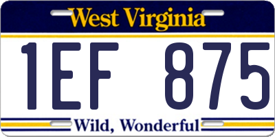 WV license plate 1EF875