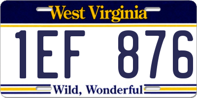 WV license plate 1EF876