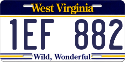 WV license plate 1EF882