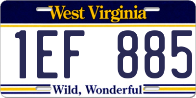 WV license plate 1EF885