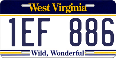 WV license plate 1EF886
