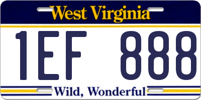 WV license plate 1EF888
