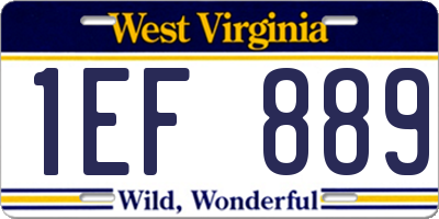 WV license plate 1EF889
