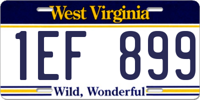 WV license plate 1EF899