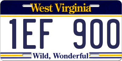 WV license plate 1EF900