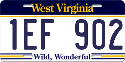 WV license plate 1EF902
